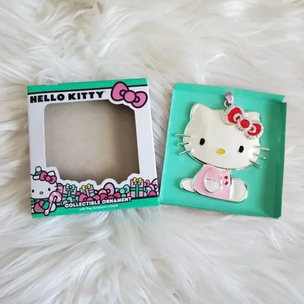 Hello Kitty Collectible Ornament Wearing Pink Dress & A Red Bow